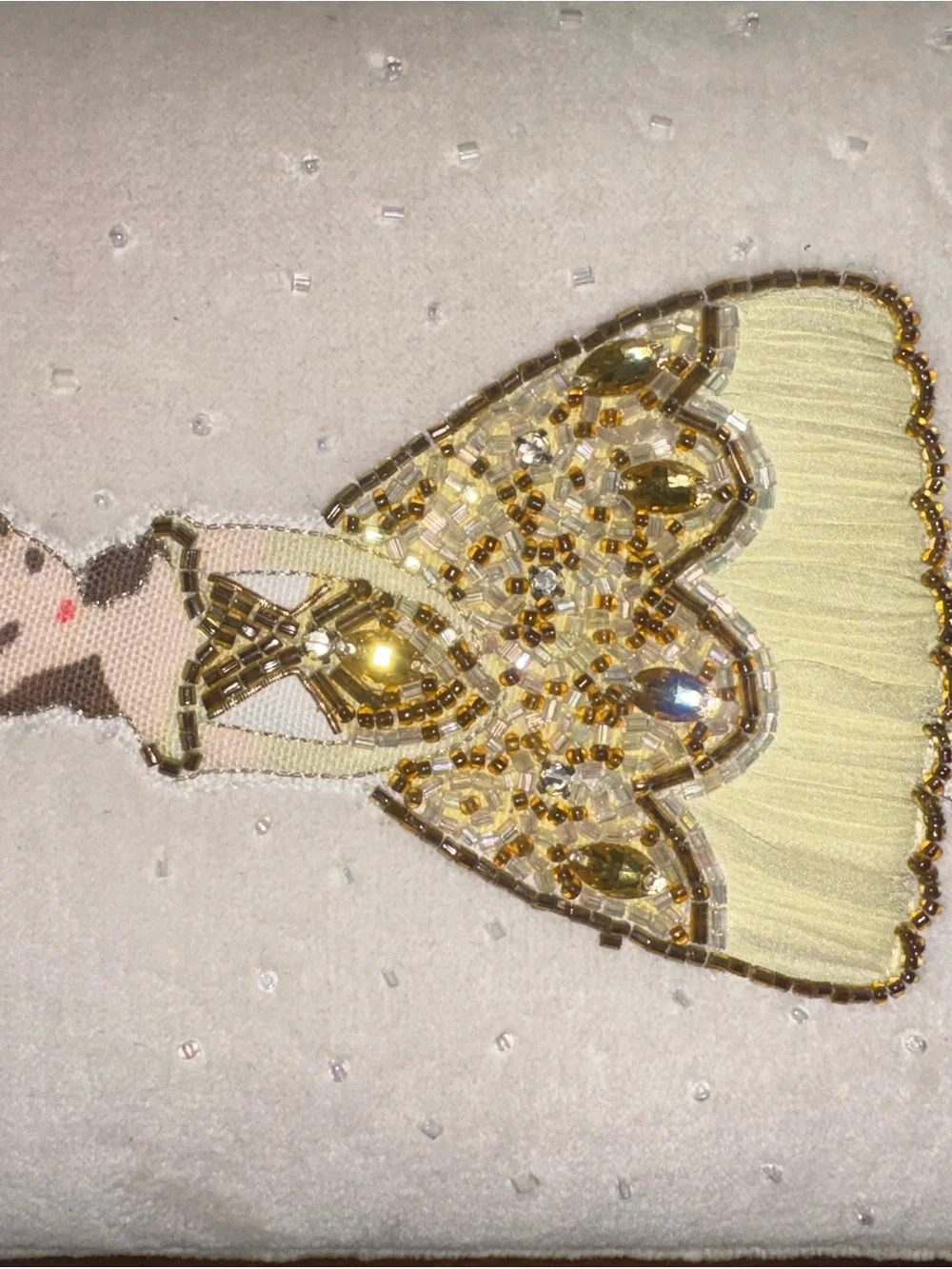 Disney Pottery Barn Kids Beaded Princess Jewelry Box- Gold and Cream Accents